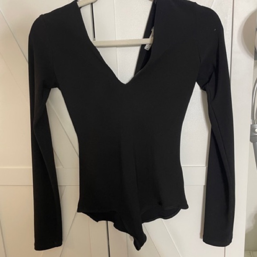 Alice + Olivia Elegant Black Long Sleeve bodysuit baller leotard
